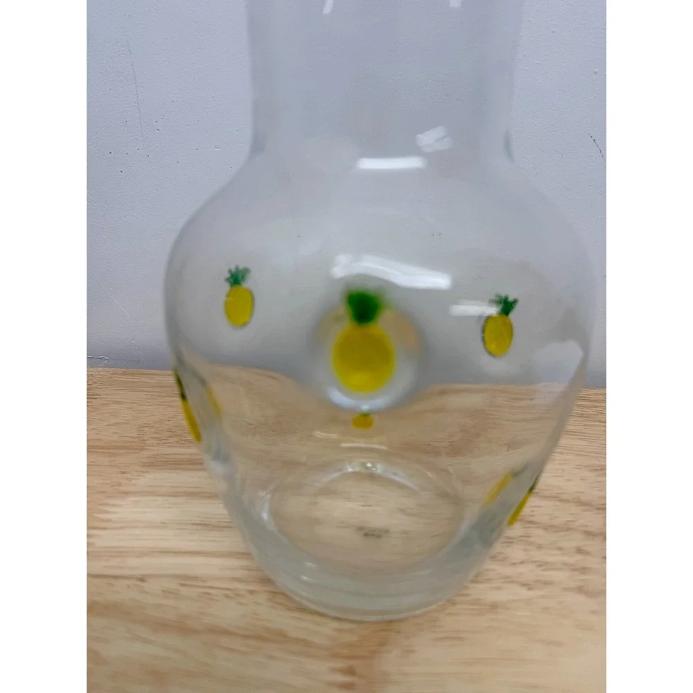 Anthropologie Penelope Pineapple Glass Bedside Tumble Up Carafe #1